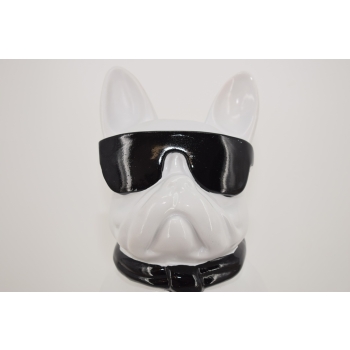 Figura Ogrodowa - Biały Pies - Buldog - Kolorowy Pies - Dom Ozdoba 40 cm