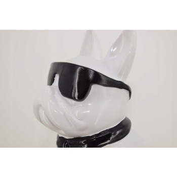 Figura Ogrodowa - Biały Pies - Buldog - Kolorowy Pies - Dom Ozdoba 40 cm