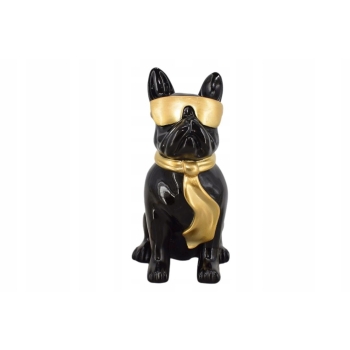 Figura Ogrodowa - Czarny Pies - Buldog - Kolorowy Pies - Dom Ozdoba Rzeźba