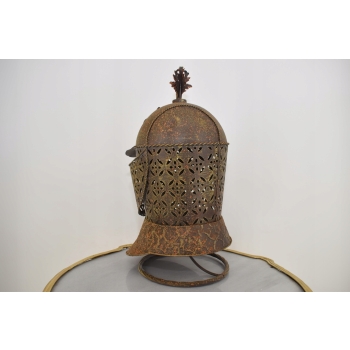 Metalowy Hełm Rycerski - Kask Zbroja - Na Stojaku - Dekoracja OZdoba