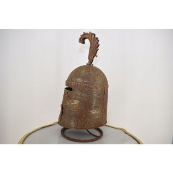 Metalowy Hełm Rycerski - Kask Zbroja - Na Stojaku - Dekoracja Ozdoba