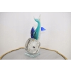 Szkło Murano Glass - Niebieska Ryba z Głową w Lodzie - Figura Rzeźba