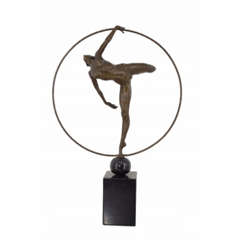 Nowoczesna Tancerka z Hula Hop - Kobieta z Brązu - Figura Rzeźba - Ozdoba