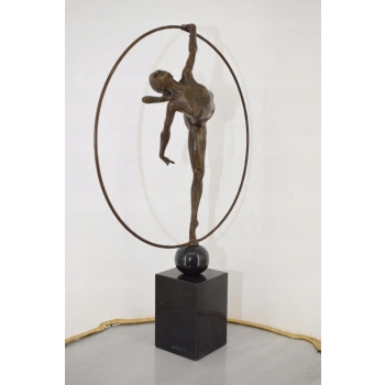 Nowoczesna Tancerka z Hula Hop - Kobieta z Brązu - Figura Rzeźba - Ozdoba