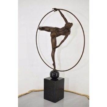 Nowoczesna Tancerka z Hula Hop - Kobieta z Brązu - Figura Rzeźba - Ozdoba
