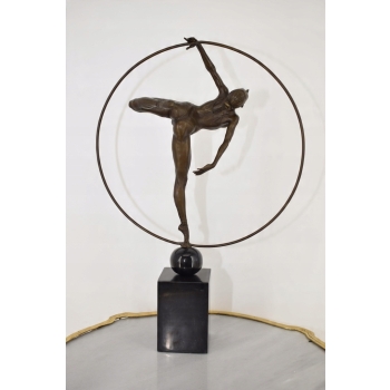 Nowoczesna Tancerka z Hula Hop - Kobieta z Brązu - Figura Rzeźba - Ozdoba
