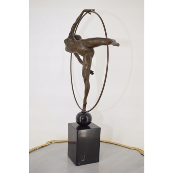 Nowoczesna Tancerka z Hula Hop - Kobieta z Brązu - Figura Rzeźba - Ozdoba