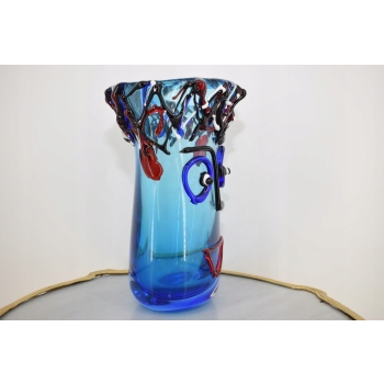 Kolorowy Wazon 3D - Murano Style Twarz Głowa Grube Włoskie Szkło Dekoracja
