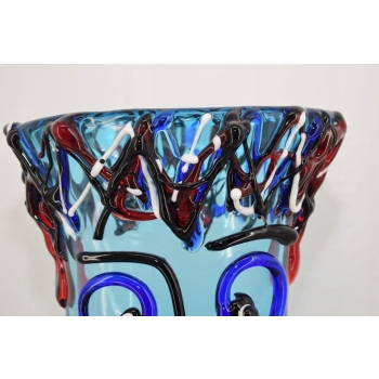 Kolorowy Wazon 3D - Murano Style Twarz Głowa Grube Włoskie Szkło Dekoracja