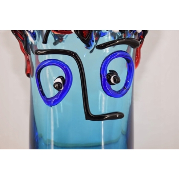 Kolorowy Wazon 3D - Murano Style Twarz Głowa Grube Włoskie Szkło Dekoracja