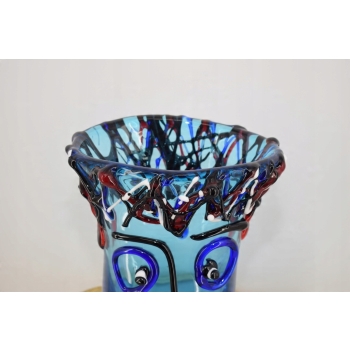 Kolorowy Wazon 3D - Murano Style Twarz Głowa Grube Włoskie Szkło Dekoracja