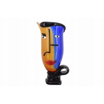 Kolorowy Wazon 3D - Murano Style Twarz Buzia Grube Włoskie Szkło Dekoracja