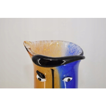 Kolorowy Wazon 3D - Murano Style Twarz Buzia Grube Włoskie Szkło Dekoracja