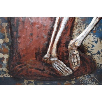 Metalowy Obraz 3D - Szkielet Rodin - Myśliciel - Memento Mori - Ozdoba