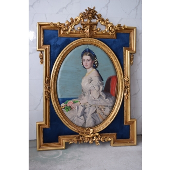 Francuska Arystokratka - Obraz Złota Rama Welur - 120x90cm - Francja