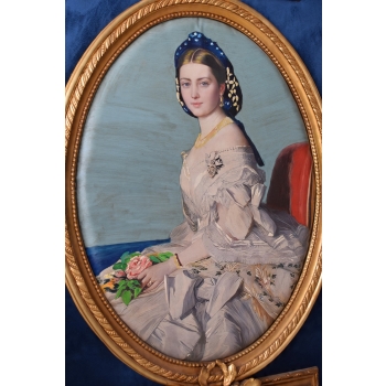Francuska Arystokratka - Obraz Złota Rama Welur - 120x90cm - Francja