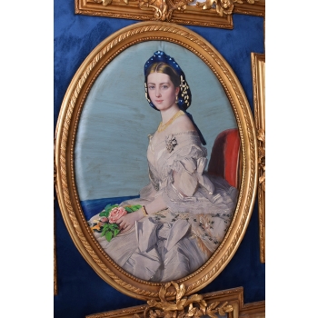 Francuska Arystokratka - Obraz Złota Rama Welur - 120x90cm - Francja