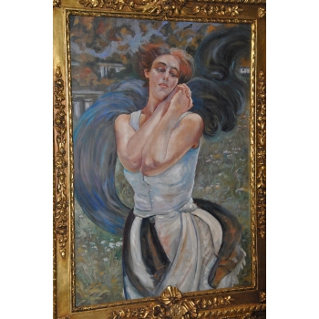 Jacek Malczewski - Kobieta w Sukni - Pałacowy Stary Obraz i Rama - Unikat