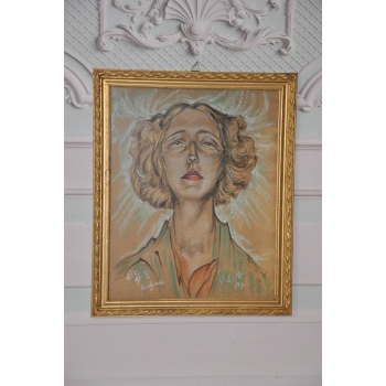 I. Witkiewicz Witkacy 1933 Portret Kobiety - Pastel - Stary Obraz