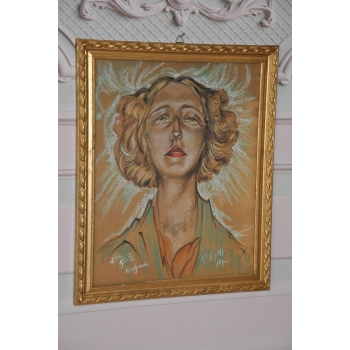 I. Witkiewicz Witkacy 1933 Portret Kobiety - Pastel - Stary Obraz