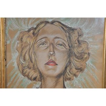 I. Witkiewicz Witkacy 1933 Portret Kobiety - Pastel - Stary Obraz