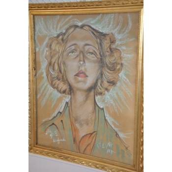 I. Witkiewicz Witkacy 1933 Portret Kobiety - Pastel - Stary Obraz