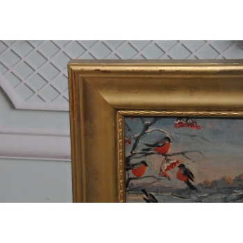 St. Filipkiewicz - Ptaki Gile Gil w Zimowej Scenerii Stary Obraz na Drewnie