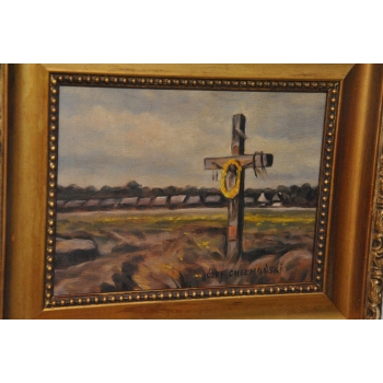 Józef Chełmoński - Kresy Wschodnie Krzyż z Wieńcem- Polski Stary Obraz