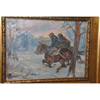 Wojciech Kossak - Wojsko Polskie Na Koniach - Stary Polski Obraz Olejny