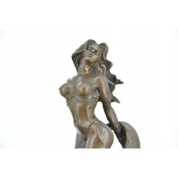 Popiersie Syreny - Syrena Akt Kobieta - Figura Rzeźba z Brązu - Dekoracja