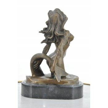 Popiersie Syreny - Syrena Akt Kobieta - Figura Rzeźba z Brązu - Dekoracja