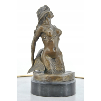 Popiersie Syreny - Syrena Akt Kobieta - Figura Rzeźba z Brązu - Dekoracja