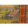 Józef Rapacki - Pejzaż Polski - Wiejskie Chaty - Domy Drzewa - Obraz Olejny