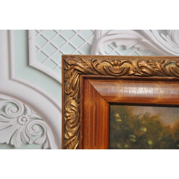 Józef Rapacki - Pejzaż Polski - Wiejskie Chaty - Domy Drzewa - Obraz Olejny