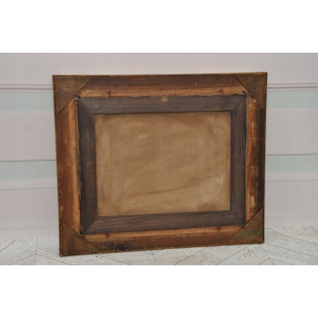 ST Kamocki - Pejzaż Polskiej Wsi - Krowy w Zagrodzie - Stary Obraz Olejny