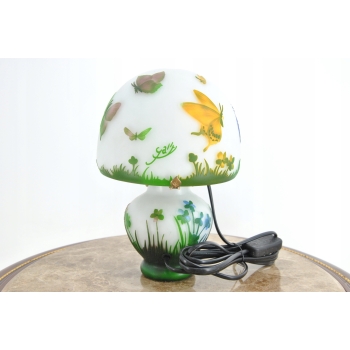 Biała Lampa Stołowa - Gabinetowa Biurowa - Szkło Emile Galle Lampka Syg #3