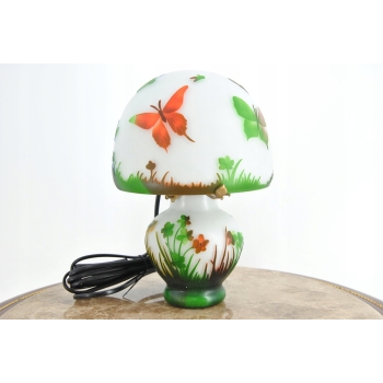 Biała Lampa Stołowa - Gabinetowa Biurowa - Szkło Emile Galle Lampka Syg #3