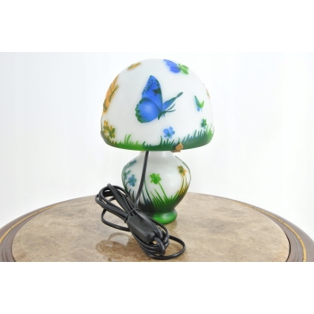 Biała Lampa Stołowa - Gabinetowa Biurowa - Szkło Emile Galle Lampka Syg #3