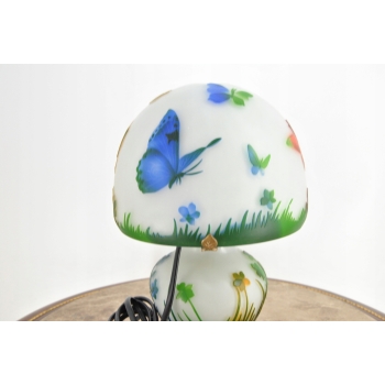 Biała Lampa Stołowa - Gabinetowa Biurowa - Szkło Emile Galle Lampka Syg #3