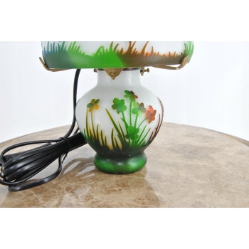 Biała Lampa Stołowa - Gabinetowa Biurowa - Szkło Emile Galle Lampka Syg #3