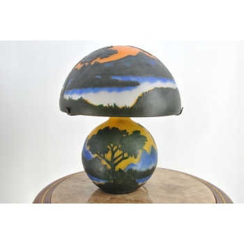 Lampa Stołowa - Gabinetowa Biurowa - Szkło Emile Galle - Lampka - Las #6