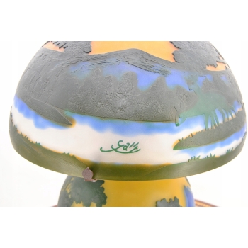 Lampa Stołowa - Gabinetowa Biurowa - Szkło Emile Galle - Lampka - Las #6