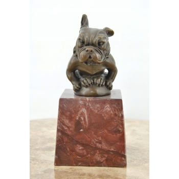 Siedzący Buldog Francuski - Groźny Pies - Figura Rzeźba z Brązu - Prezent