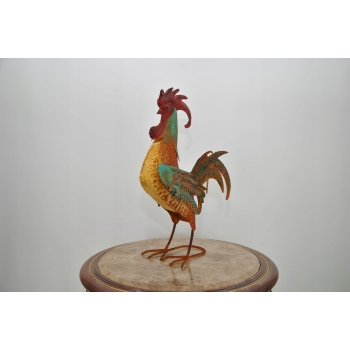Metalowy Kogut - Figura Ogrodowa - Kolorowy Kurczak Kura - Dekoracja Ogród
