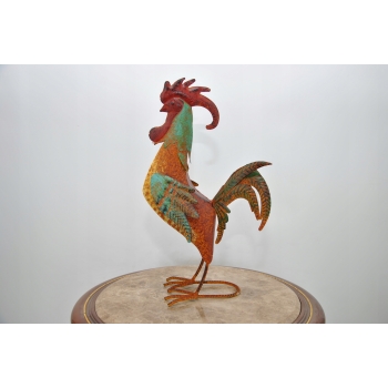 Metalowy Kogut - Figura Ogrodowa - Kolorowy Kurczak Kura - Dekoracja Ogród