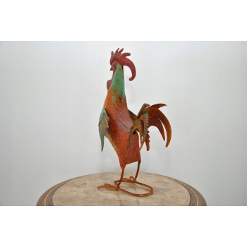 Metalowy Kogut - Figura Ogrodowa - Kolorowy Kurczak Kura - Dekoracja Ogród
