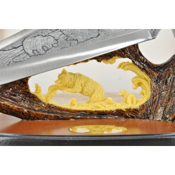 Kordzik Myśliwski Na Stojaku - Sztylet Nóż Ozdobny - Poroże Ozdoba
