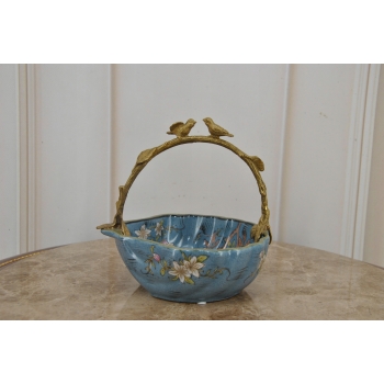 Niebieski Porcelanowy Koszyk - Koszyczek Patera z Porcelany - Porcelana