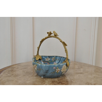 Niebieski Porcelanowy Koszyk - Koszyczek Patera z Porcelany - Porcelana