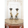 2 x Świecznik Porcelanowy Anioły - Anioł Amor - Czarna Porcelana + Brąz